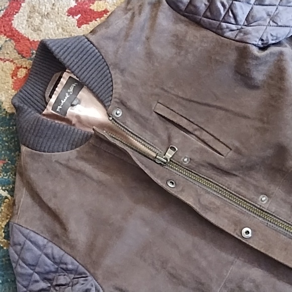 Michael Stars Goat Suede Moto Style Jacket W/ Quilted Satin Sleeves, XS - Picture 8 of 14